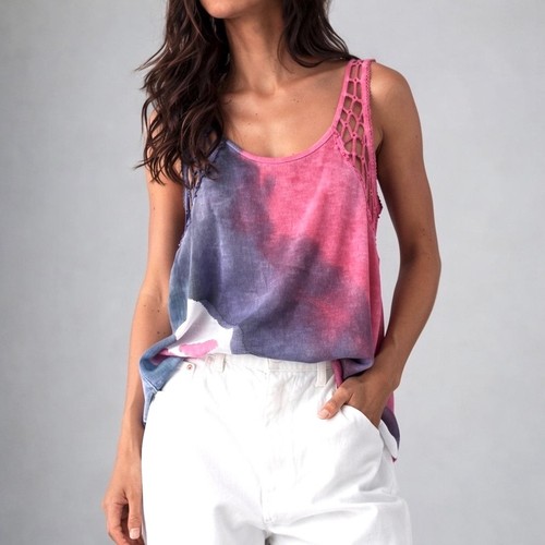 Damen top häckelträger - damen, pink