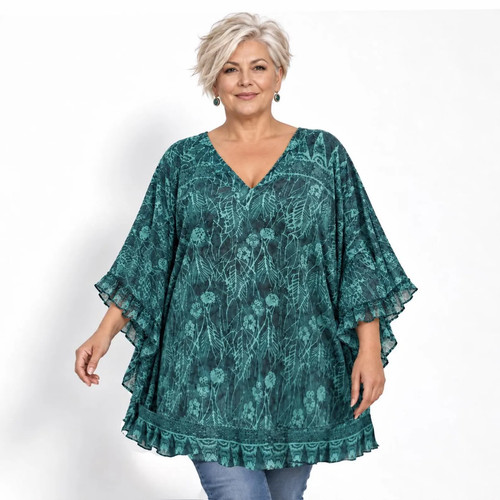 Oversized top poncho ruffle - oversized, poncho,